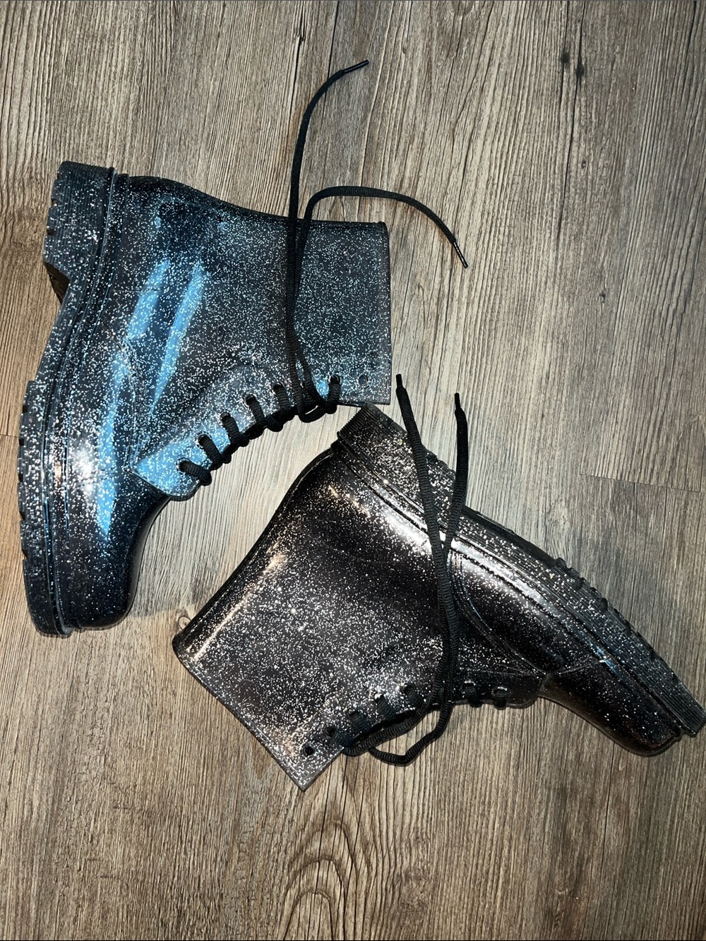 URBAN OUTFITTERS Glitter Lace-Up Ankle Boots